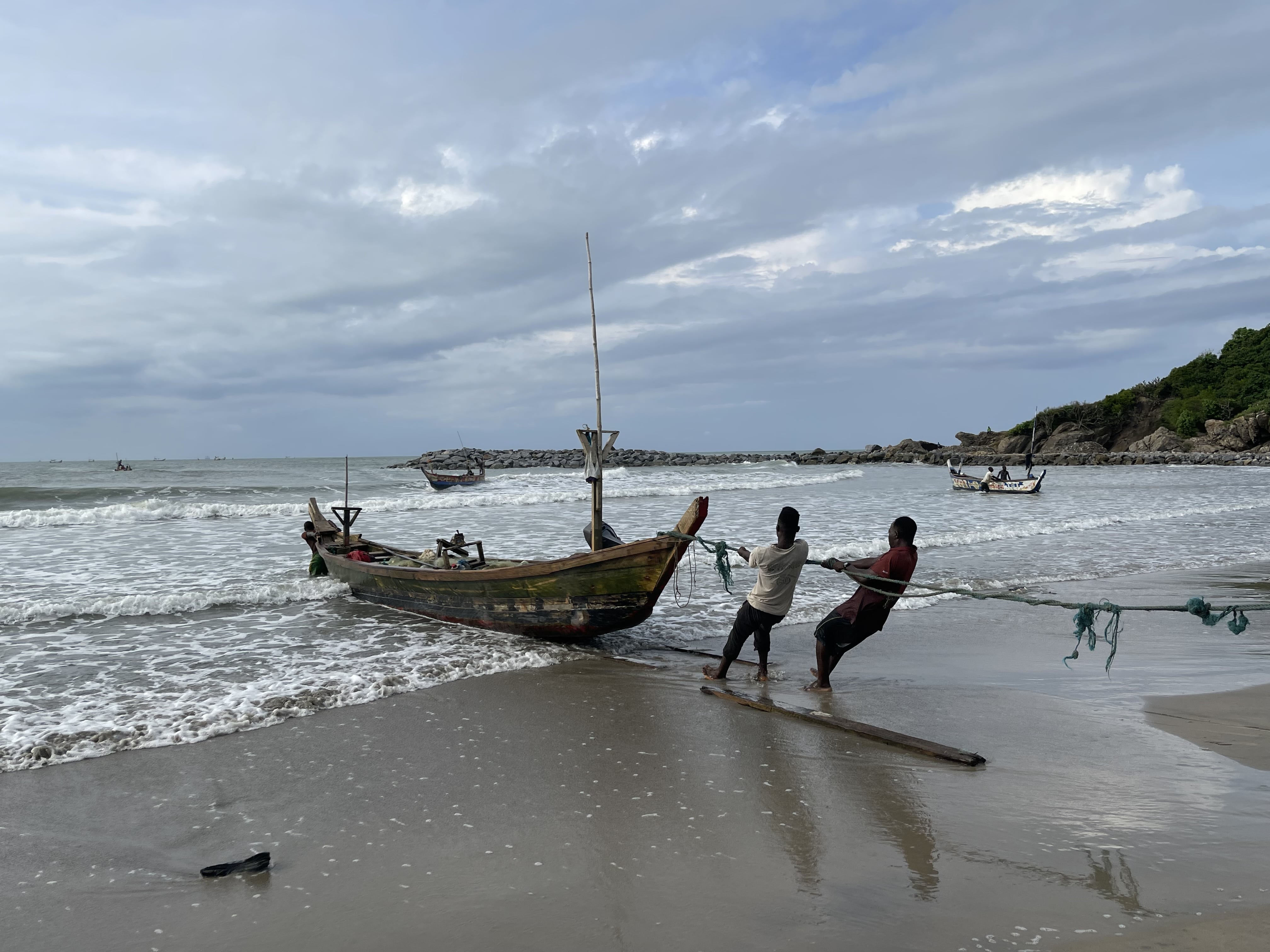 Hauling the canoe ashore